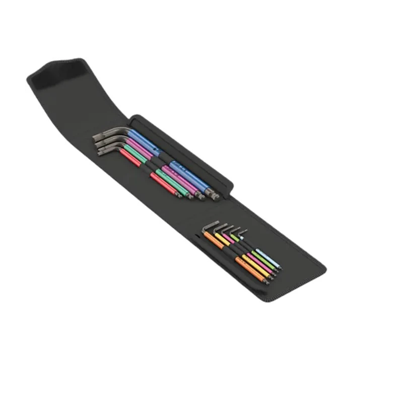 Wera 9 Piece L Imperial Hex Key Set with Hex Sizes 1.98 to 9.53 mm, Black Laser Finish 05022639001