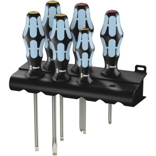 Wera Phillips and Slotted Standard Screwdriver Set 6-Piece, Stainless Steel, Colour-Coded Handle 05032060001