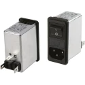 Schaffner IEC Filter with Snap-in Mounting, Male 2 Pole Switch, 2 Fuses 5x20 mm, 250V AC 4A Faston Termination FN286-4-06