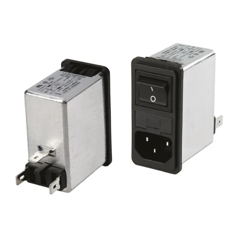 Schaffner IEC Filter with Snap-in Mounting, Male 2 Pole Switch, 2 Fuses 5x20 mm, 250V AC 4A Faston Termination FN286-4-06