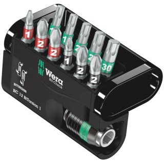 Wera Hex, Torx, Phillips, Hex, Pozidriv Screwdriver Bit Set, 12 Pieces Impact Bit Set with Rapidaptor Universal 05057420001