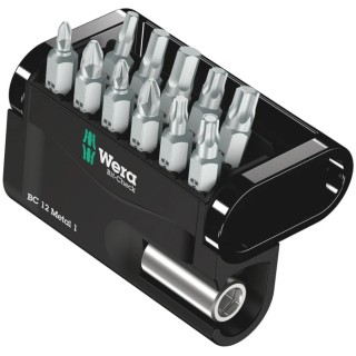 Wera Hex, Phillips, Pozidriv, Torx Screwdriver Bit Set with 12 Pieces S2 Steel 1/4" Hex Drive 05057424001
