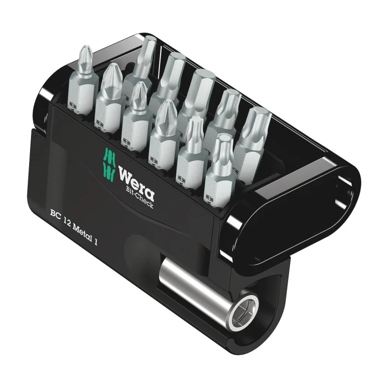 Wera Hex, Phillips, Pozidriv, Torx Screwdriver Bit Set with 12 Pieces S2 Steel 1/4" Hex Drive 05057424001