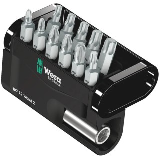 Wera Hex, Torx, Pozidriv, Phillips 12-Piece Impact Screwdriver Bit Set, S2 Steel 05057422001