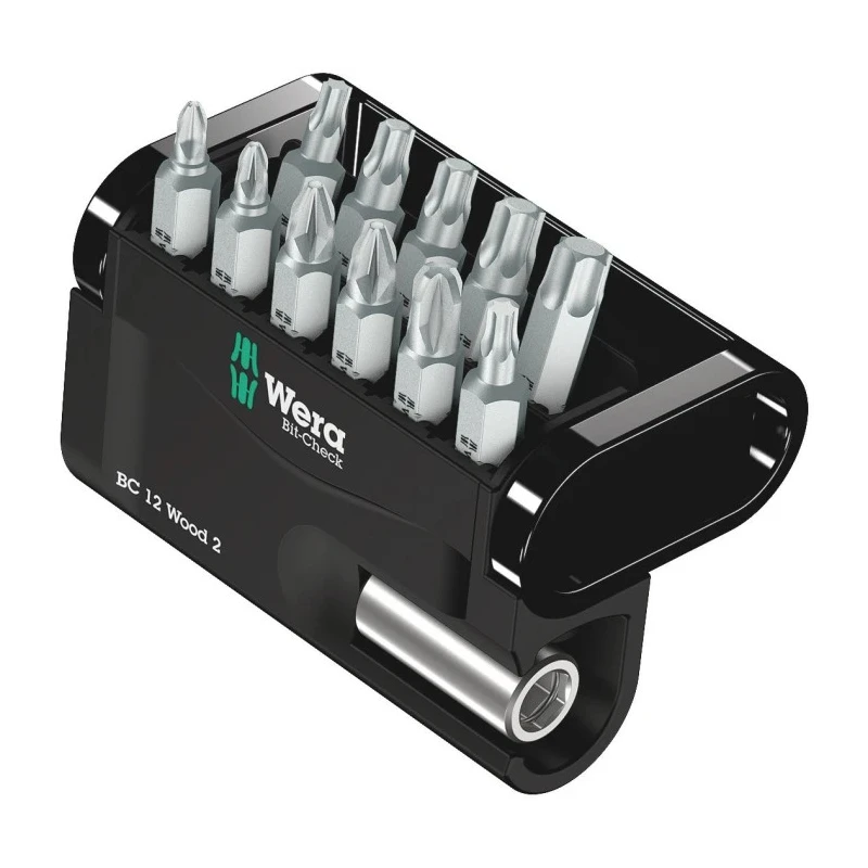 Wera Hex, Torx, Pozidriv, Phillips 12-Piece Impact Screwdriver Bit Set, S2 Steel 05057422001