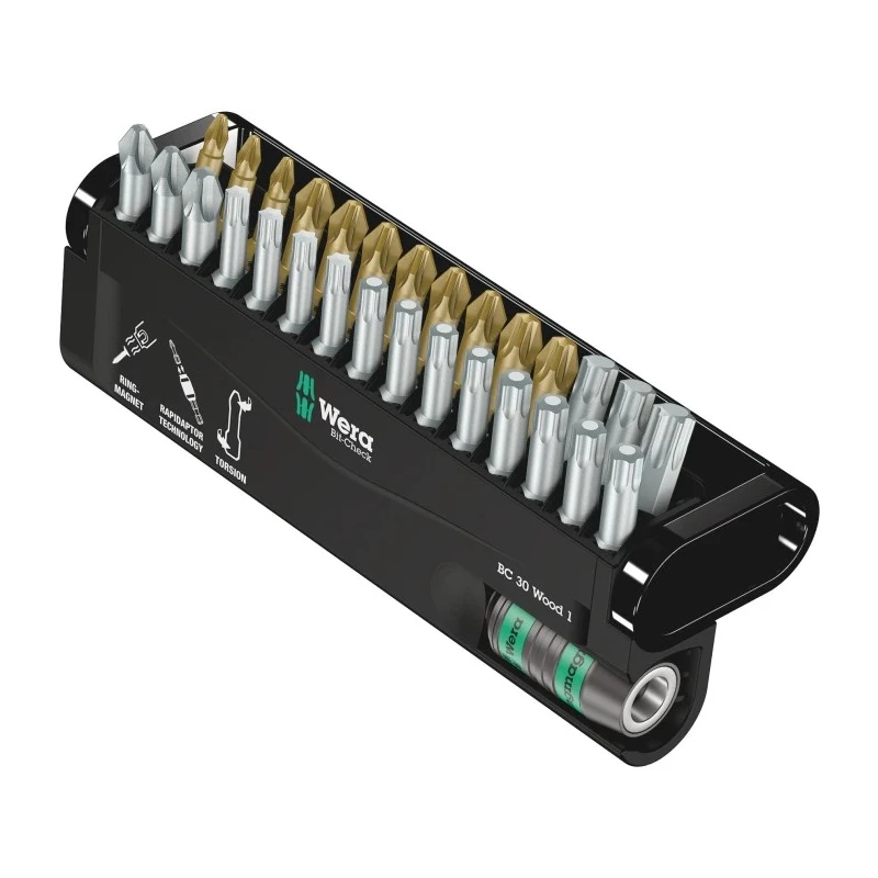 Wera Hex, Phillips, Pozidriv, Torx Screwdriver Bit Set, Diamond Tipped, 30 Pieces 05057433001