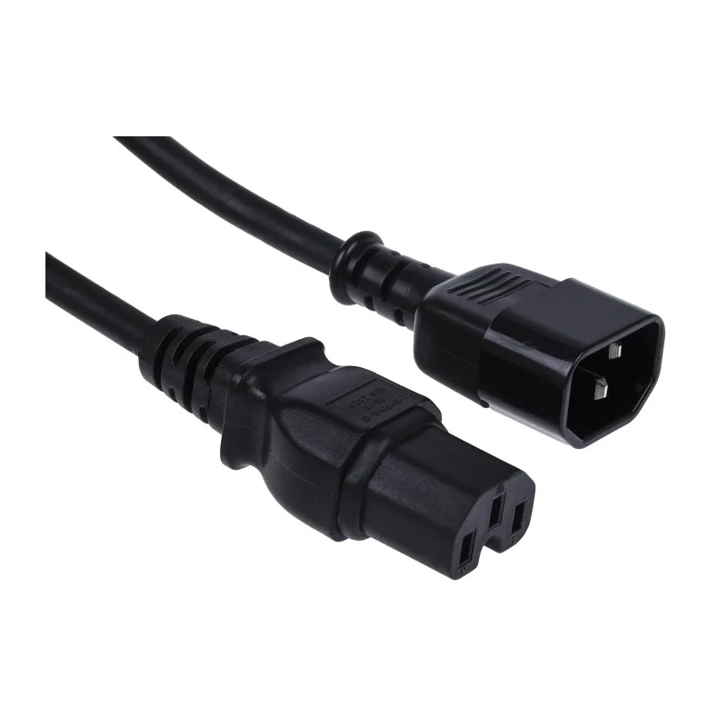 RS PRO IEC C15 to IEC C14 Power Cord 2 m Black Rubber 250V 10A 123-0952