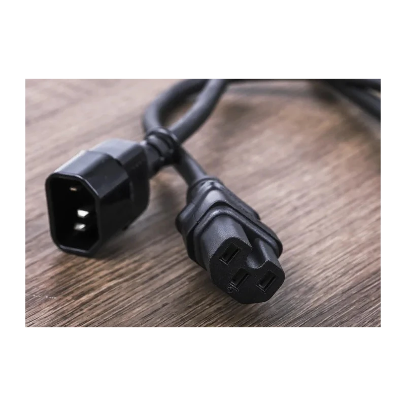 RS PRO IEC C15 to IEC C14 Power Cord 2 m Black Rubber 250V 10A 123-0952