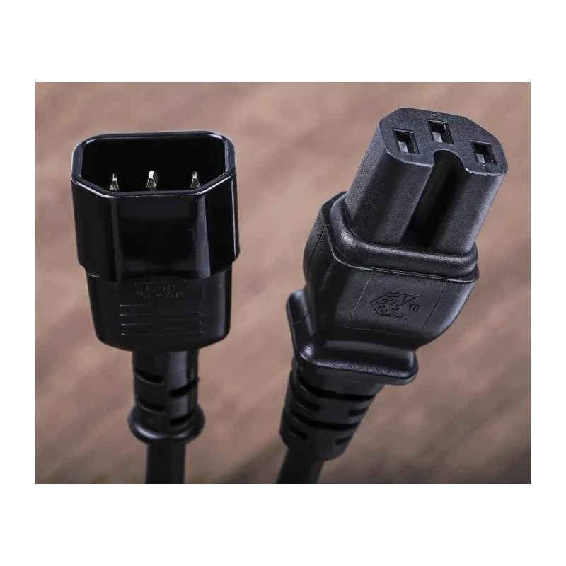 RS PRO IEC C15 to IEC C14 Power Cord 2 m Black Rubber 250V 10A 123-0952