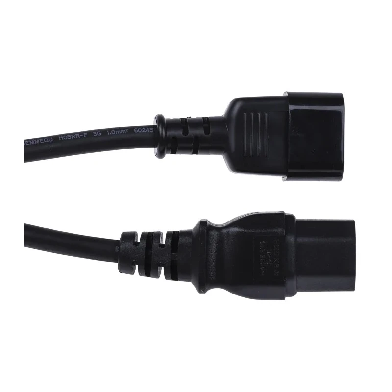 RS PRO IEC C15 to IEC C14 Power Cord 2 m Black Rubber 250V 10A 123-0952