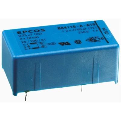 TDK Through Hole EMC Filter 2A 250V ac/dc 60Hz Pin Termination Single Phase B84110A0000A020