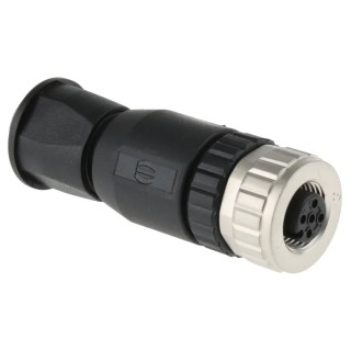 HARTING Circular Connector M12, 5 Contacts, Cable Mount, Socket, Female, IP67, 60V, 7.5A, Screw-On Mating, Model 21033192501
