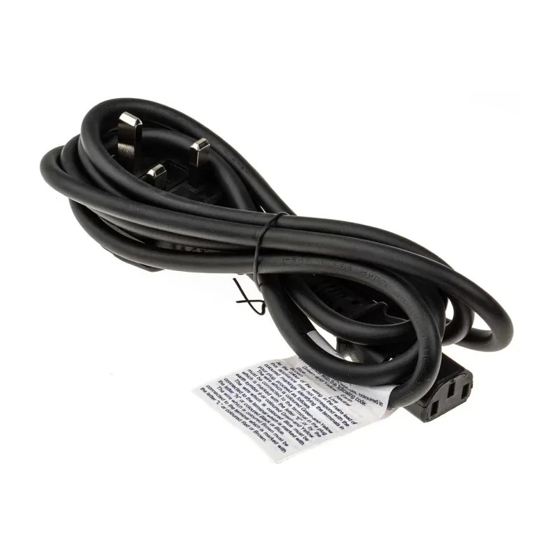 RS PRO IEC C13 to BS1363 Power Cord, 2 m Black Low Smoke Zero Halogen, 250V 5A BS1363