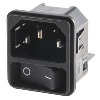 Schurter C14 Straight Snap-in IEC Connector, 250V, 10A DC11.0001.201