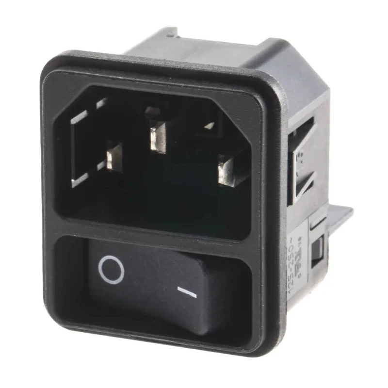 Schurter C14 Straight Snap-in IEC Connector, 250V, 10A DC11.0001.201