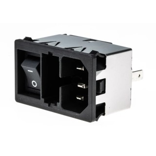 Schurter IEC Connector C14 Straight Snap-in Male, 250V, 10A, Fuse Size 5 x 20 mm KM01.1105.11
