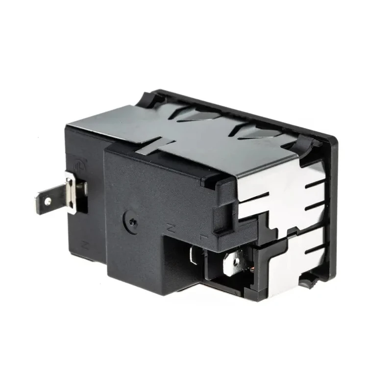 Schurter IEC Connector C14 Straight Snap-in Male, 250V, 10A, Fuse Size 5 x 20 mm KM01.1105.11