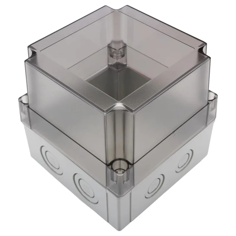 Fibox Polycarbonate Grey Clear Lid Enclosure IP66 IP67 IK08 125mm x 130mm x 130mm 