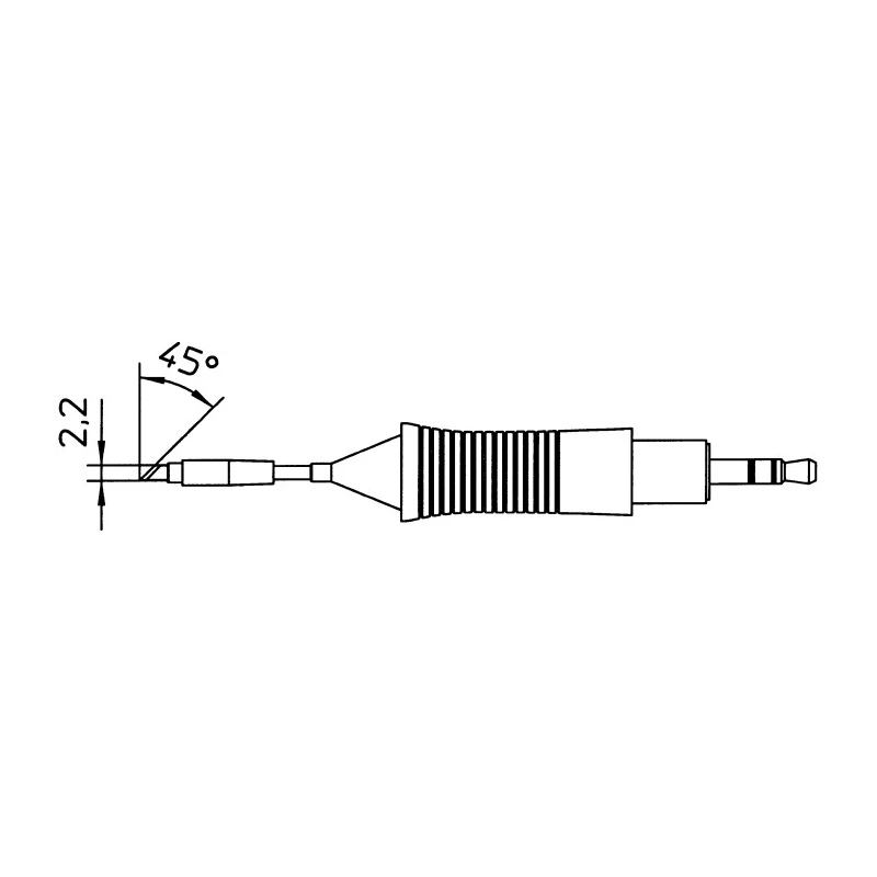 Weller 2.2 mm Knife Soldering Iron Tip with 45° Angle for WMRP WXMP Handheld Stations T0054460799