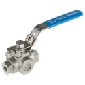 RS PRO Stainless Steel Threaded 3-Way Ball Valve BSPP, 1/4 in Female Port, 68 Bar Maximum Pressure, Operating 499-1865