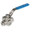 RS PRO Stainless Steel Threaded 3-Way Ball Valve BSPP, 1/4 in Female Port, 68 Bar Maximum Pressure, Operating 499-1865