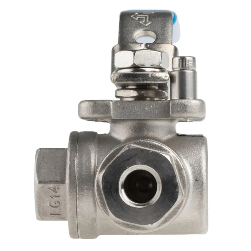 RS PRO Stainless Steel Threaded 3-Way Ball Valve BSPP, 1/4 in Female Port, 68 Bar Maximum Pressure, Operating 499-1865