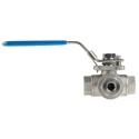 RS PRO Stainless Steel Threaded 3-Way Ball Valve BSPP, 1/4 in Female Port, 68 Bar Maximum Pressure, Operating 499-1865