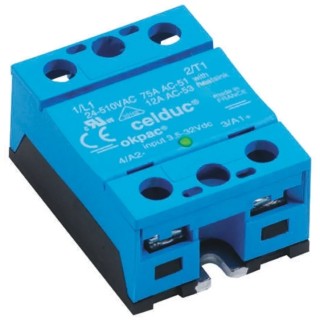 Celduc SO7 Series Solid State Relay, 50 A Load, 510 Vrms Maximum Load Voltage, DIN Rail Mount, 32V Control SO765090
