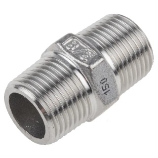 RS PRO Stainless Steel Pipe Fitting Straight Hexagon Nipple Male 3/8 in x Male 3/8 in 499-2947
