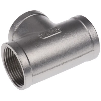 RS PRO Stainless Steel Pipe Fitting Circular Tee Female G Threaded 1-1/4 in x Female G Threaded 1-1/4 in x Female 499-3114