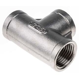 RS PRO Stainless Steel Pipe Fitting Tee Circular 1/2 in Female G Threaded x 1/2 in Female G Threaded x 1/2 in 499-2981