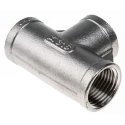 RS PRO Stainless Steel Pipe Fitting Tee Circular 1/2 in Female G Threaded x 1/2 in Female G Threaded x 1/2 in 499-2981