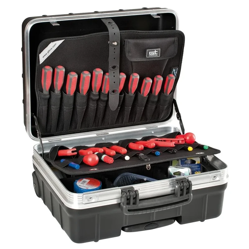 GT Line 2 Drawer Plastic Wheeled Tool Case with Aluminium Handle 465mm Length 255mm Width 352mm Height ATOMIK WH PTS