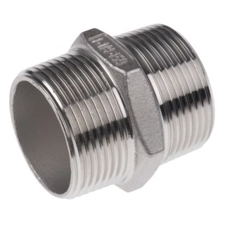 RS PRO Stainless Steel Pipe Fitting Hexagon Nipple Male Threaded 1-1/4 in x Male Threaded 1-1/4 in 499-3170
