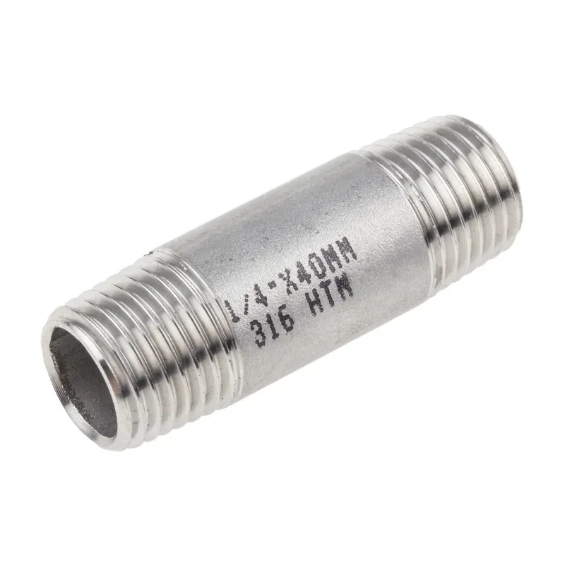 RS PRO Stainless Steel Pipe Fitting Straight Circular Nipple Male Threaded 1/4 in x Male Threaded 1/4 in 499-3221