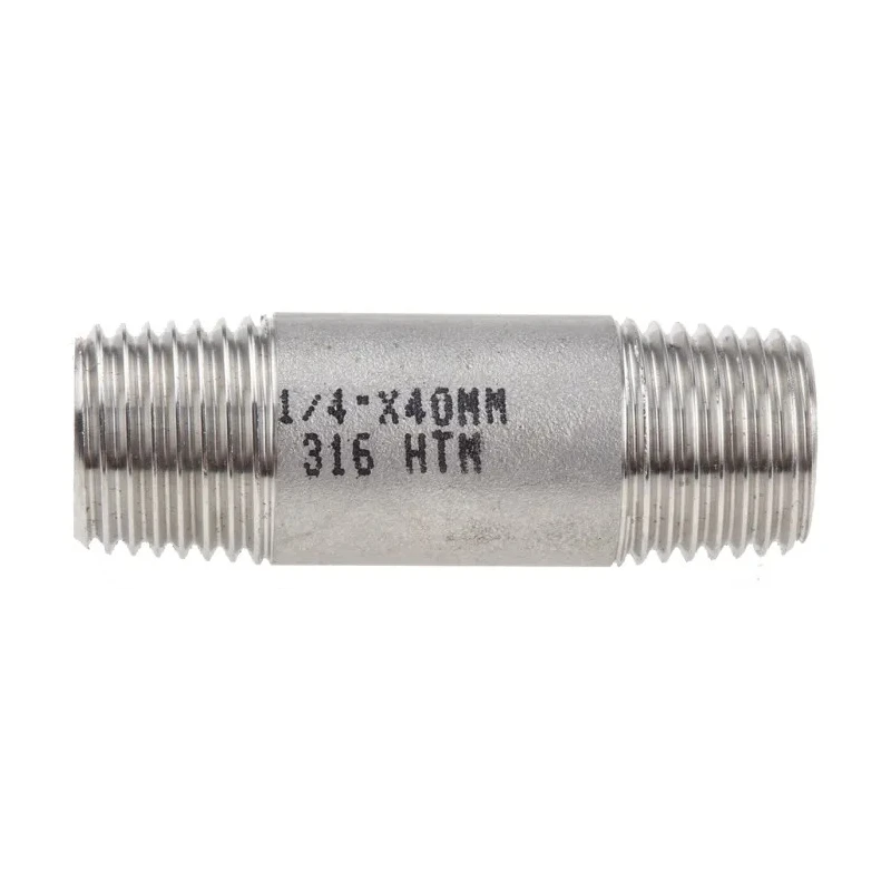 RS PRO Stainless Steel Pipe Fitting Straight Circular Nipple Male Threaded 1/4 in x Male Threaded 1/4 in 499-3221