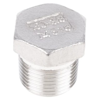RS PRO Stainless Steel Pipe Fitting Hexagon Plug Male Threaded 3/8 in 316 Stainless Steel 150 lbs 499-3401