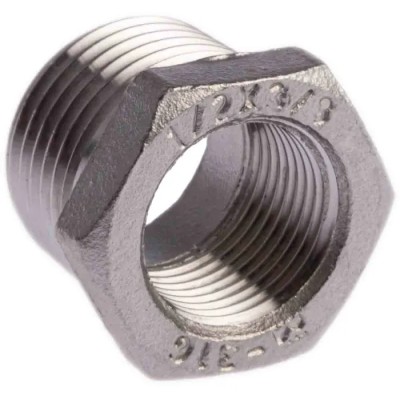 RS PRO Stainless Steel Pipe Fitting Straight Hexagon Bush Male Threaded 1/2 in x Female G Threaded 3/8 in 499-3445