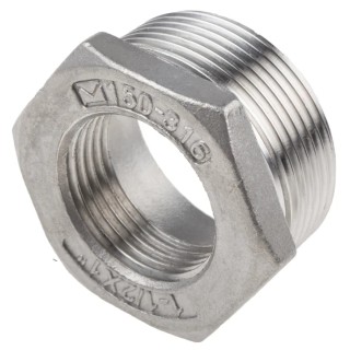 RS PRO Stainless Steel Pipe Fitting Straight Hexagon Bush Male Threaded 1-1/2 in x Female G Threaded 1 in 499-3619