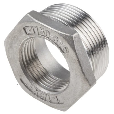RS PRO Stainless Steel Pipe Fitting Straight Hexagon Bush Male Threaded 1-1/2 in x Female G Threaded 1 in 499-3619