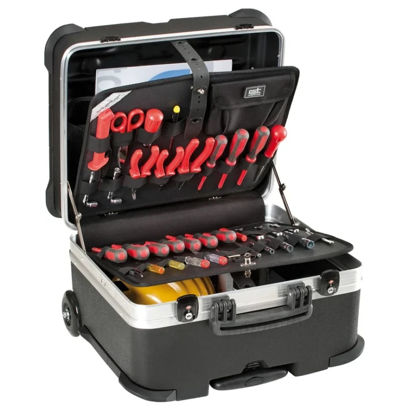 GT Line 2 Drawer Plastic Wheeled Tool Case with Key Lock 470 mm x 320 mm x 390 mm ROCK TURTLE PEL