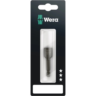 Wera Hex Screwdriver Bit Set, Steel, 6.35 mm Drive Size, 10 mm Hex Tip, 50 mm Overall Length, 10-Piece 05073505001