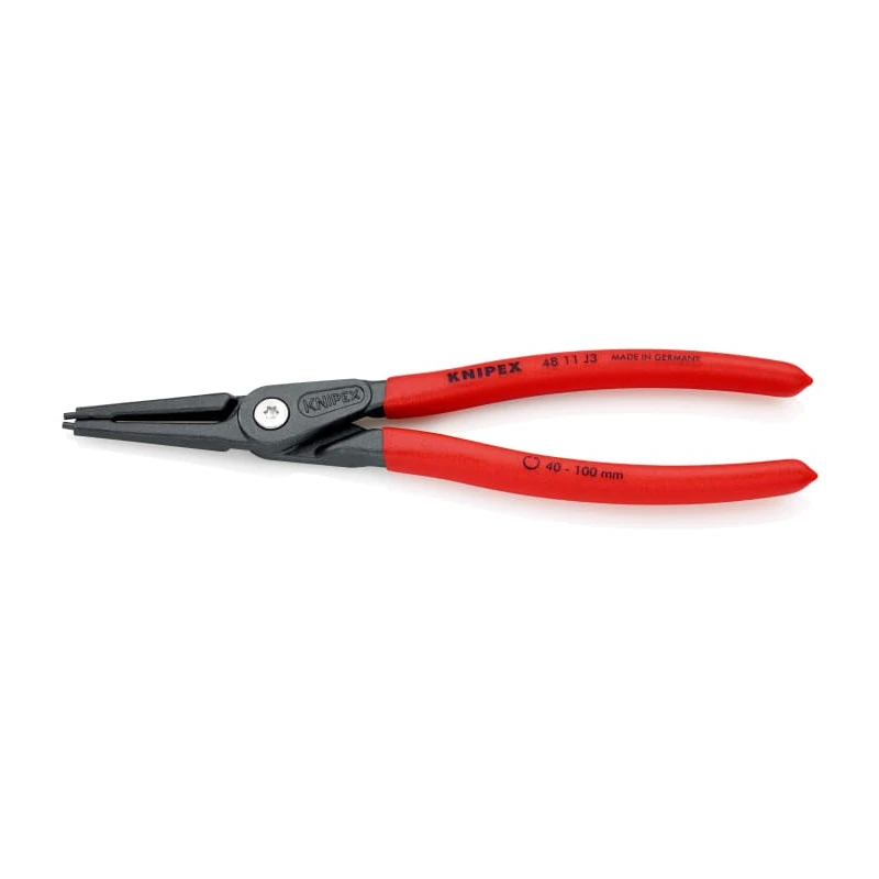 Knipex Precision 1-Piece Inner Circlip Plier Plastic Coated Non-Slip Handle Grey Finish 225mm Length 40 to 100 mm 48 11 J3