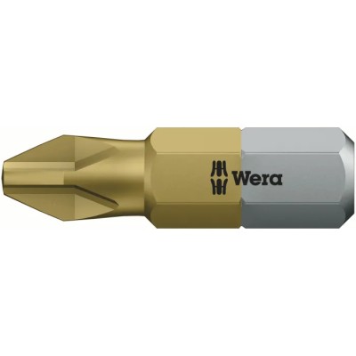 Wera Screwdriver Bit 1/4 in Drive PH3 Tip Titanium Nitride Coated 25 mm Overall 480173