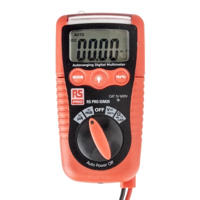 RS PRO Handheld Multimeter 600V dc, AAA Battery Powered, LCD Display IDM20