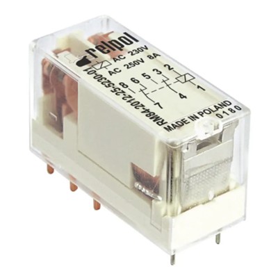 Relpol PCB Mount Miniature Power Relay, 12V DC Coil, 8A Switching Current, DPDT Contact Configuration RM84-2012-35-1012