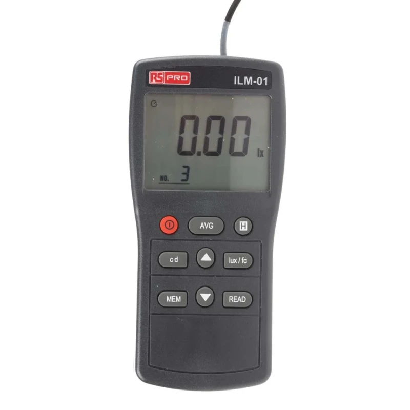 RS PRO Digital Light Meter with Photodiode Sensor, 0.01lx to 50000 lx, ±3% ± 5 Digit Accuracy, Battery Powered ILM01