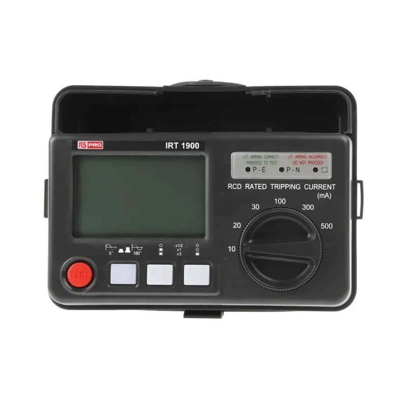 RS PRO Digital RCD Tester, RCD Test Type AC, 500 mA Trip Current, LCD Display, 0-40°C, Dimension 180x130x70mm 123-2240