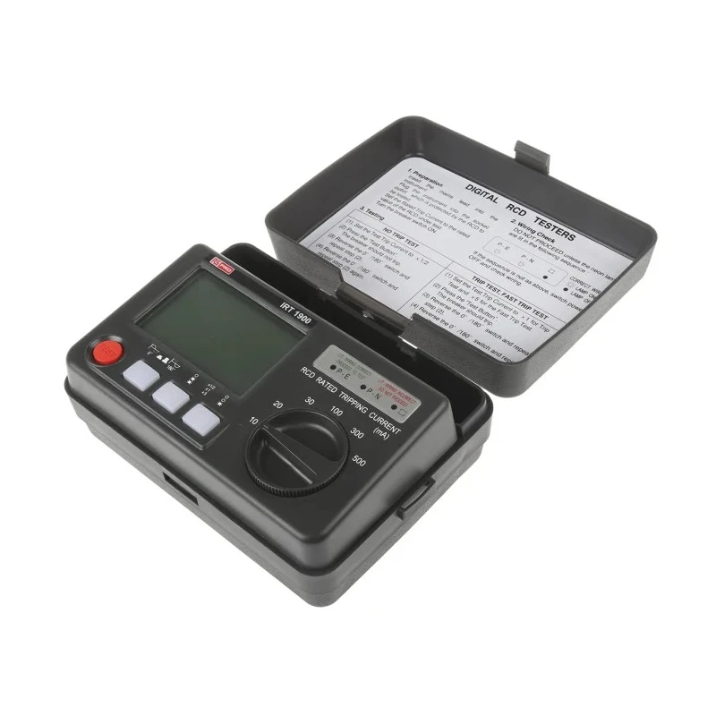 RS PRO Digital RCD Tester, RCD Test Type AC, 500 mA Trip Current, LCD Display, 0-40°C, Dimension 180x130x70mm 123-2240