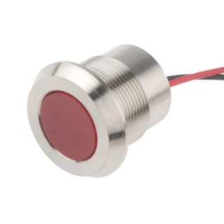 RS PRO Red Panel Mount Indicator, 12V DC, 40mA, Lead Wire Termination, IP67, Flush Bezel 123-2423